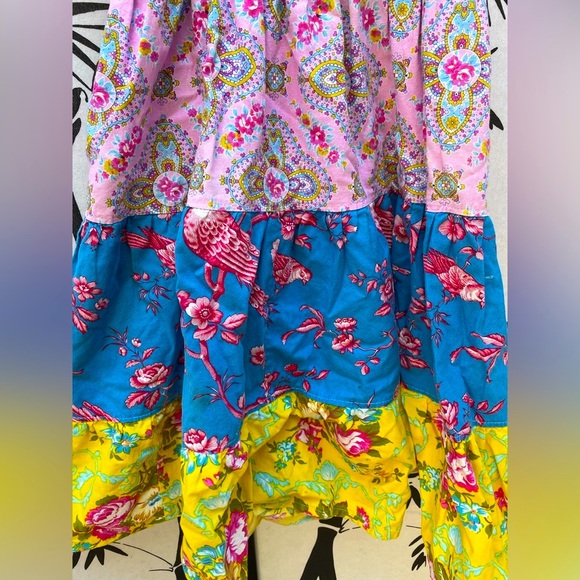 Palm Tree Princess Girls floral Dress 7 tiered elastic 100% cotton - Picture 3 of 6